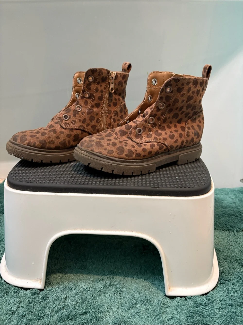 Cat & Jack Leopard-Print Brown Kids Ankle Boots